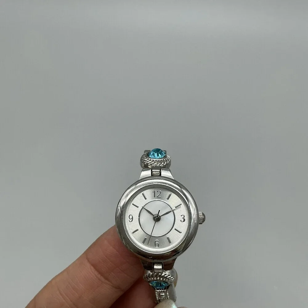 Allude Womens Watch 22mm Silver Dial Blue Crystal Bracelet New Battery 7.75